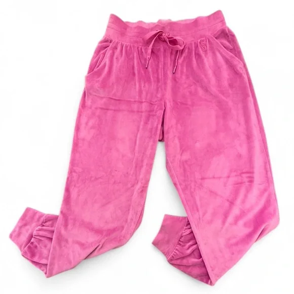 Victoria’s Secret On Pointe Pink Velour High Rise Drawstring Joggers Size Medium - Picture 3 of 14